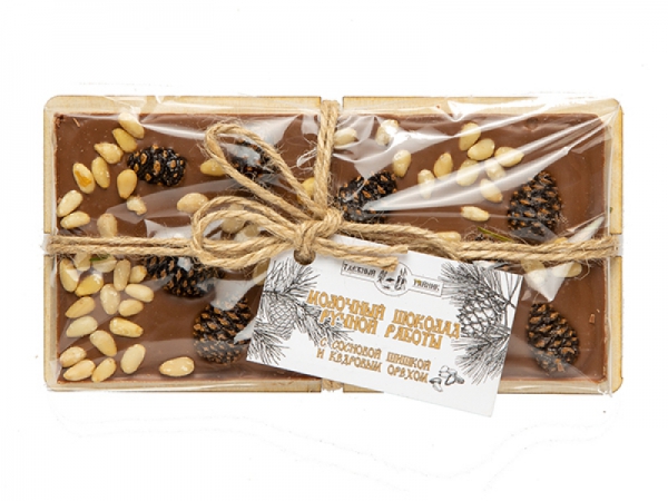 МОЛОЧНЫЙ Шоколад с сосновой шишкой и кедровым орехом, 100 гр